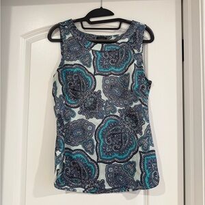 Ann Taylor Blue and Gray Paisley Tank Top